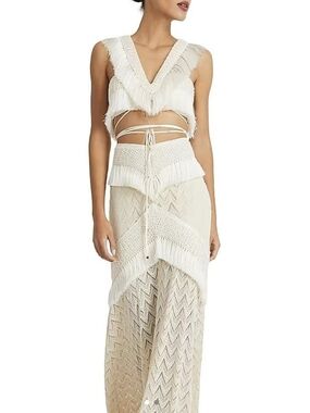 Fringe Crochet Maxi Skirt in Cream